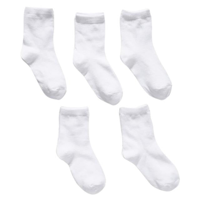 Sada 5 párů dětských bílých ponožek