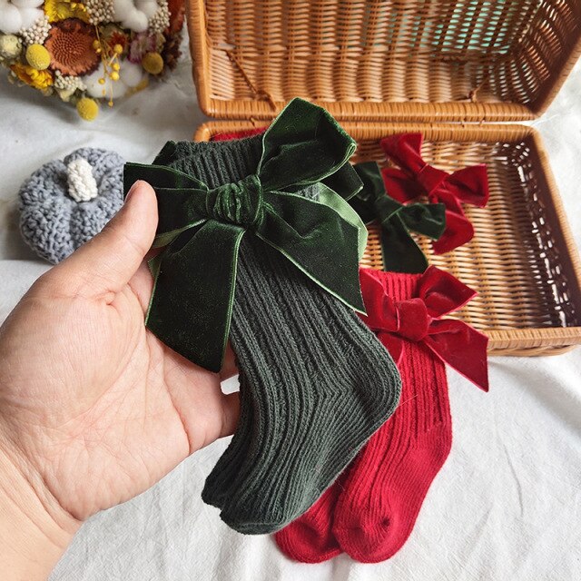 Vánoční ponožky s mašličkou
